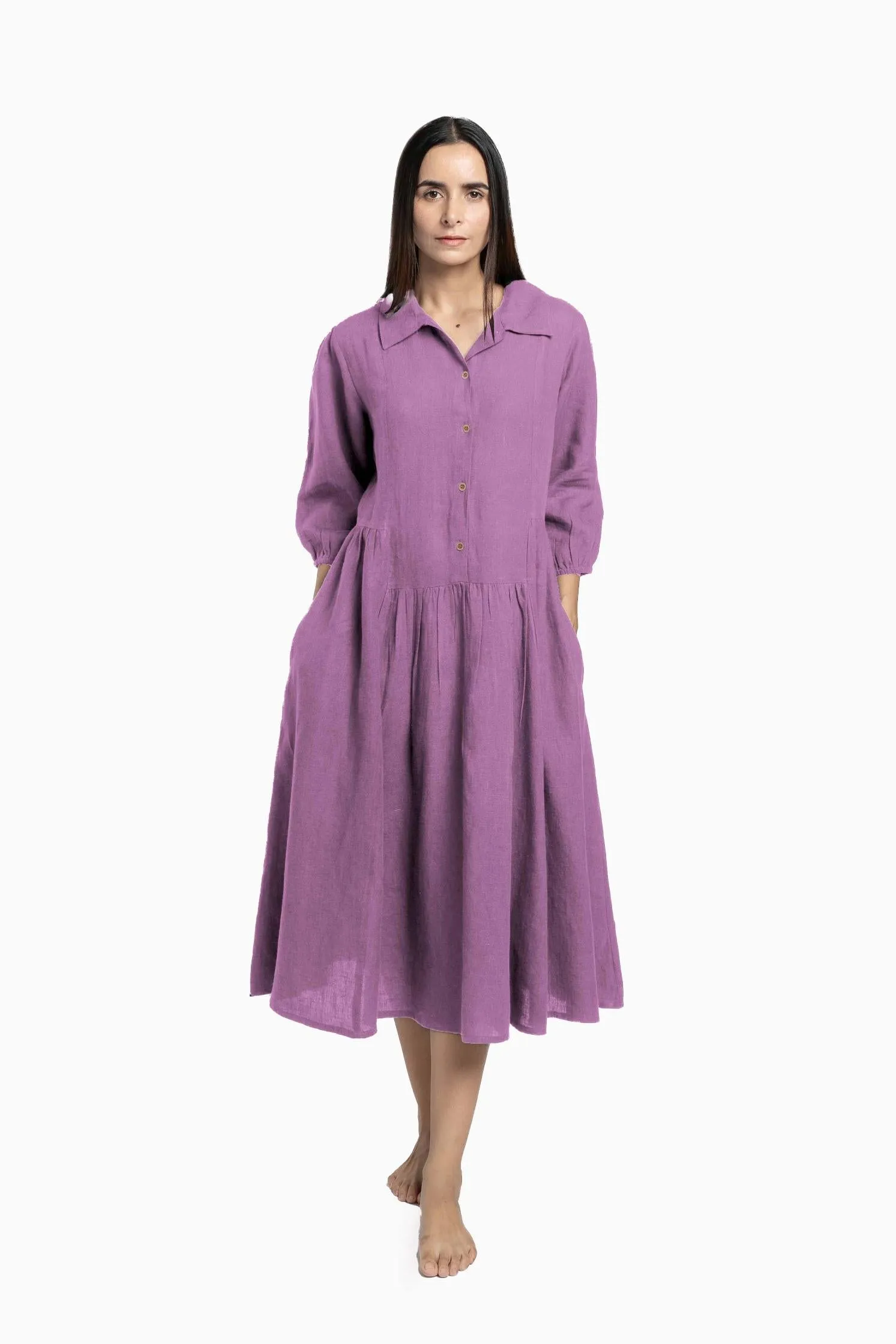 Linen Magnolia Dress-Sunburnt Yellow