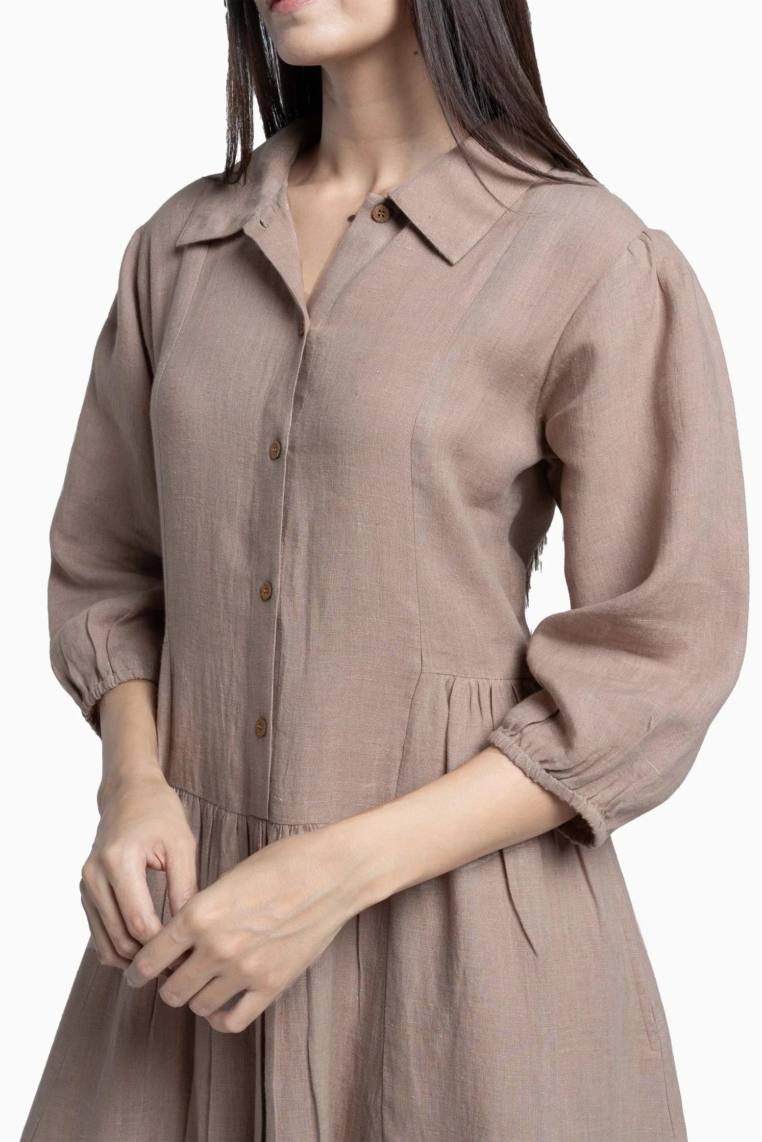 Linen Magnolia Dress-Sunburnt Yellow