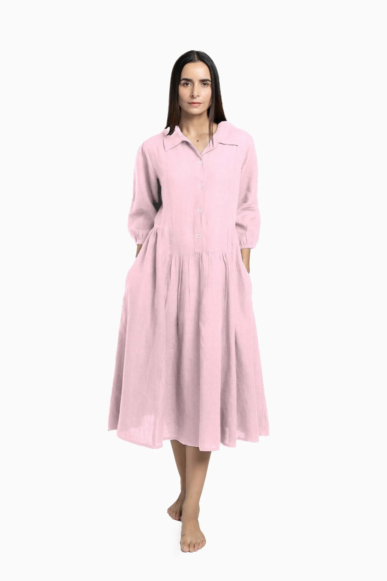 Linen Magnolia Dress-Sunburnt Yellow