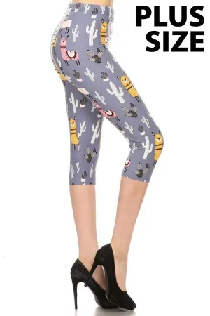 Llama Llama Plus Size Premium Capri