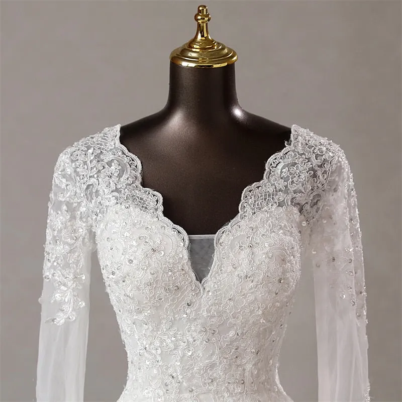 long sleeves applique mermaid Wedding dresses marriage dress Bride dresses