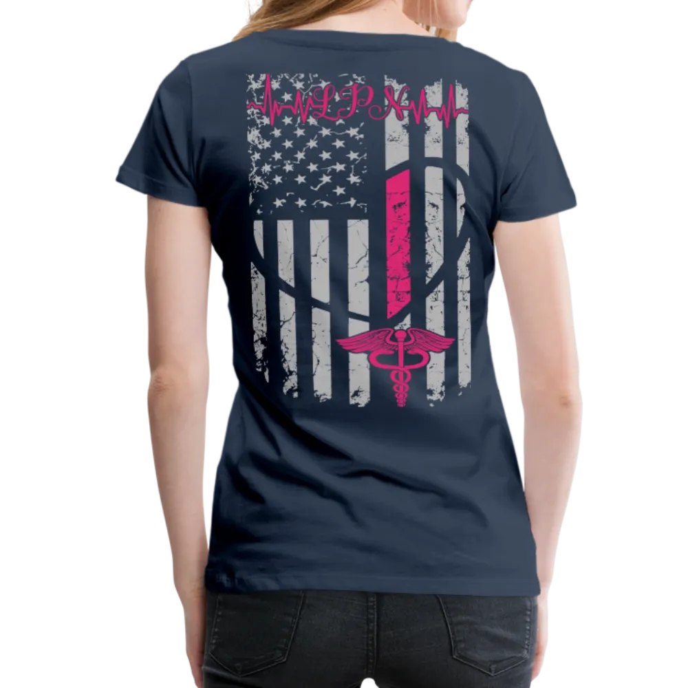LPN Nurse Flag Heartbeat Women’s Premium T-Shirt