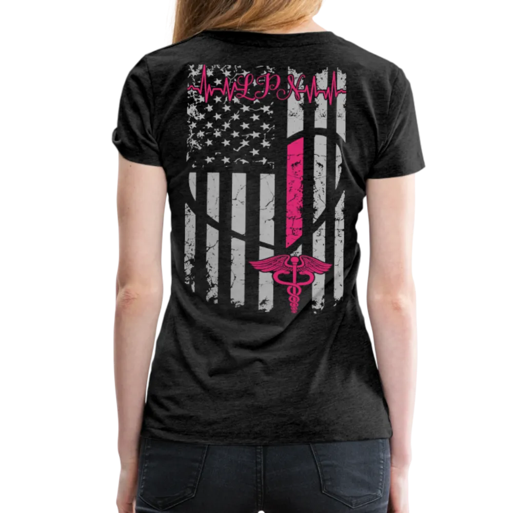 LPN Nurse Flag Heartbeat Women’s Premium T-Shirt