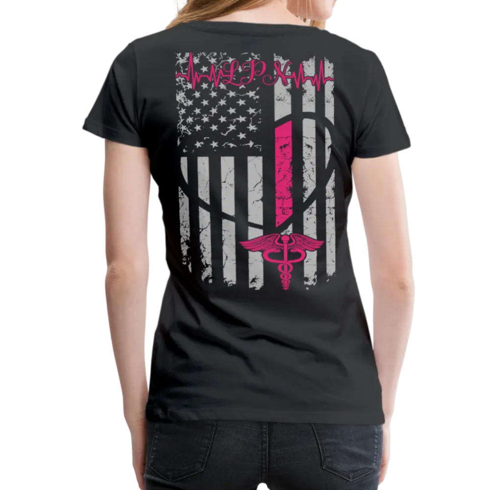 LPN Nurse Flag Heartbeat Women’s Premium T-Shirt