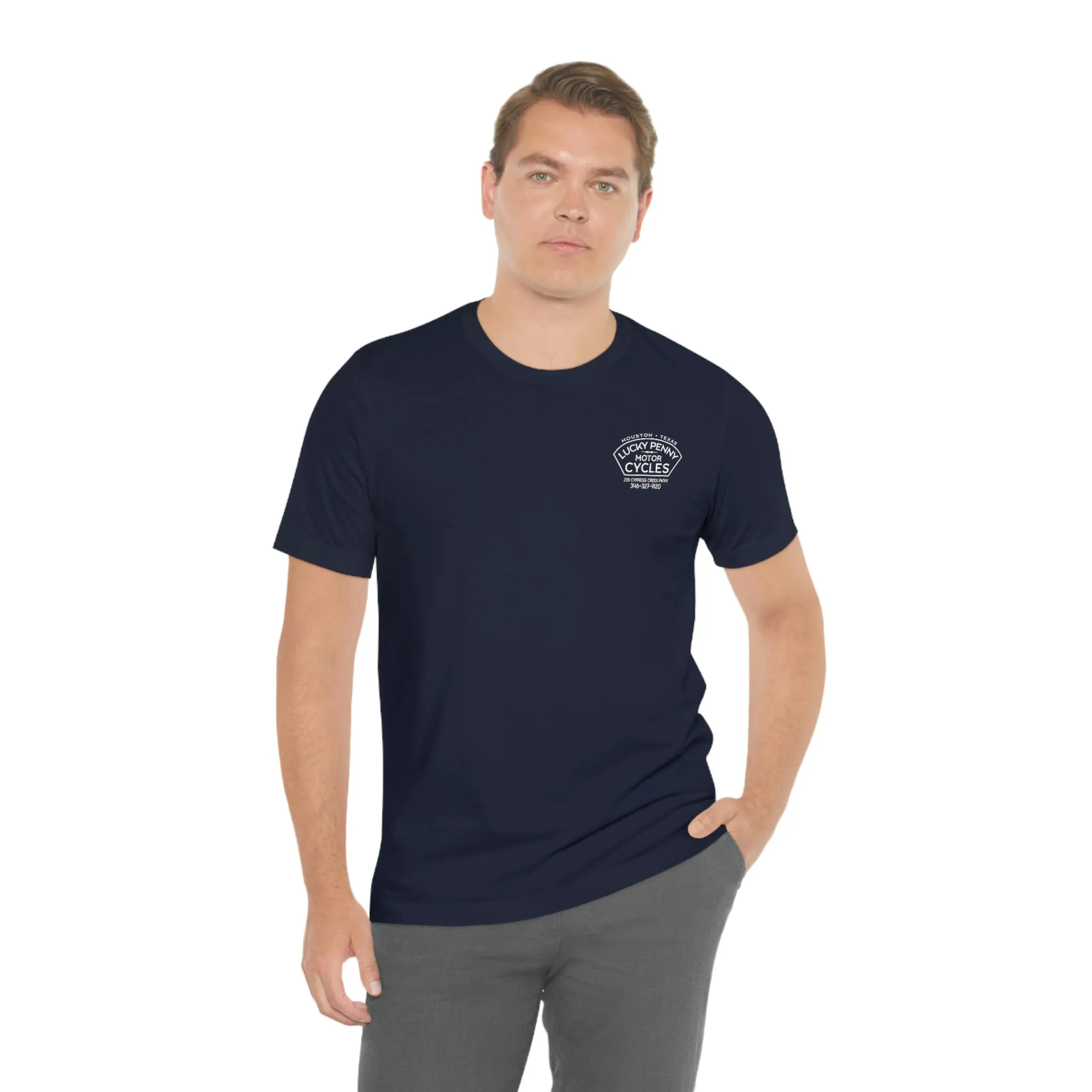 Lucky Penny Cycles Houston Script T-Shirt