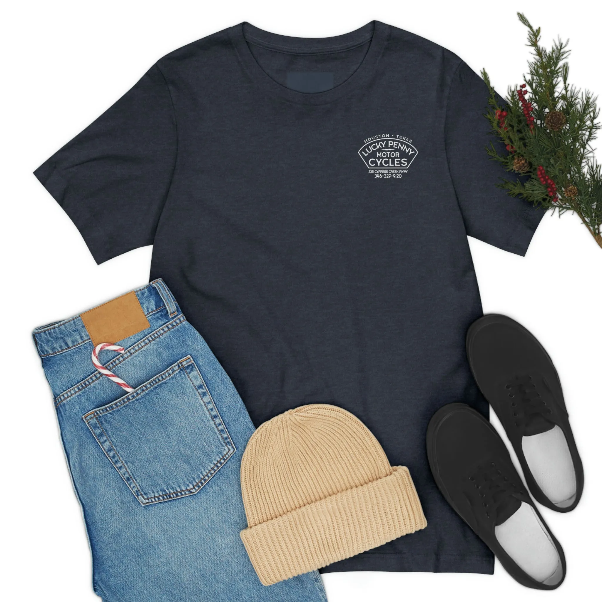 Lucky Penny Cycles Houston Script T-Shirt