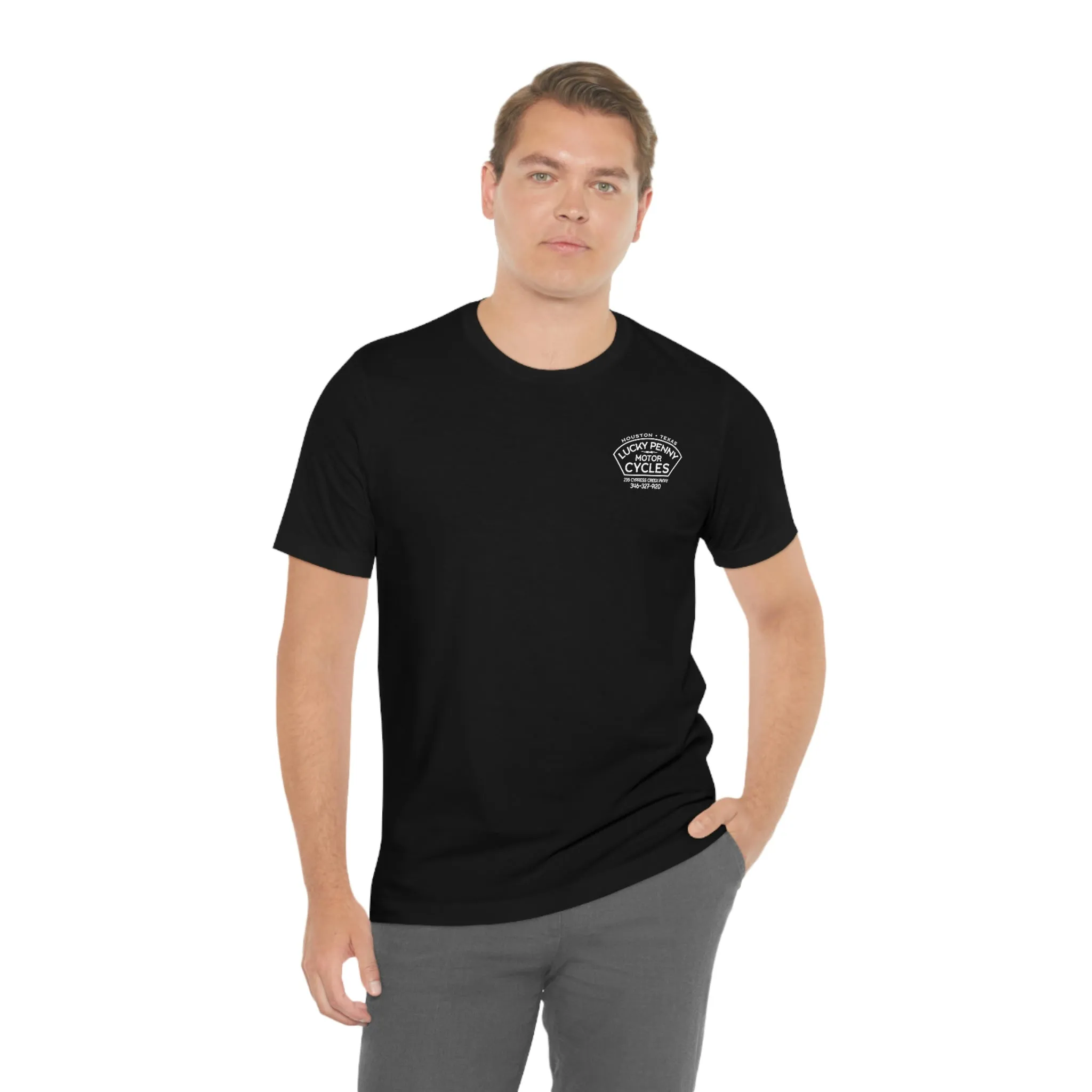 Lucky Penny Cycles Houston Script T-Shirt