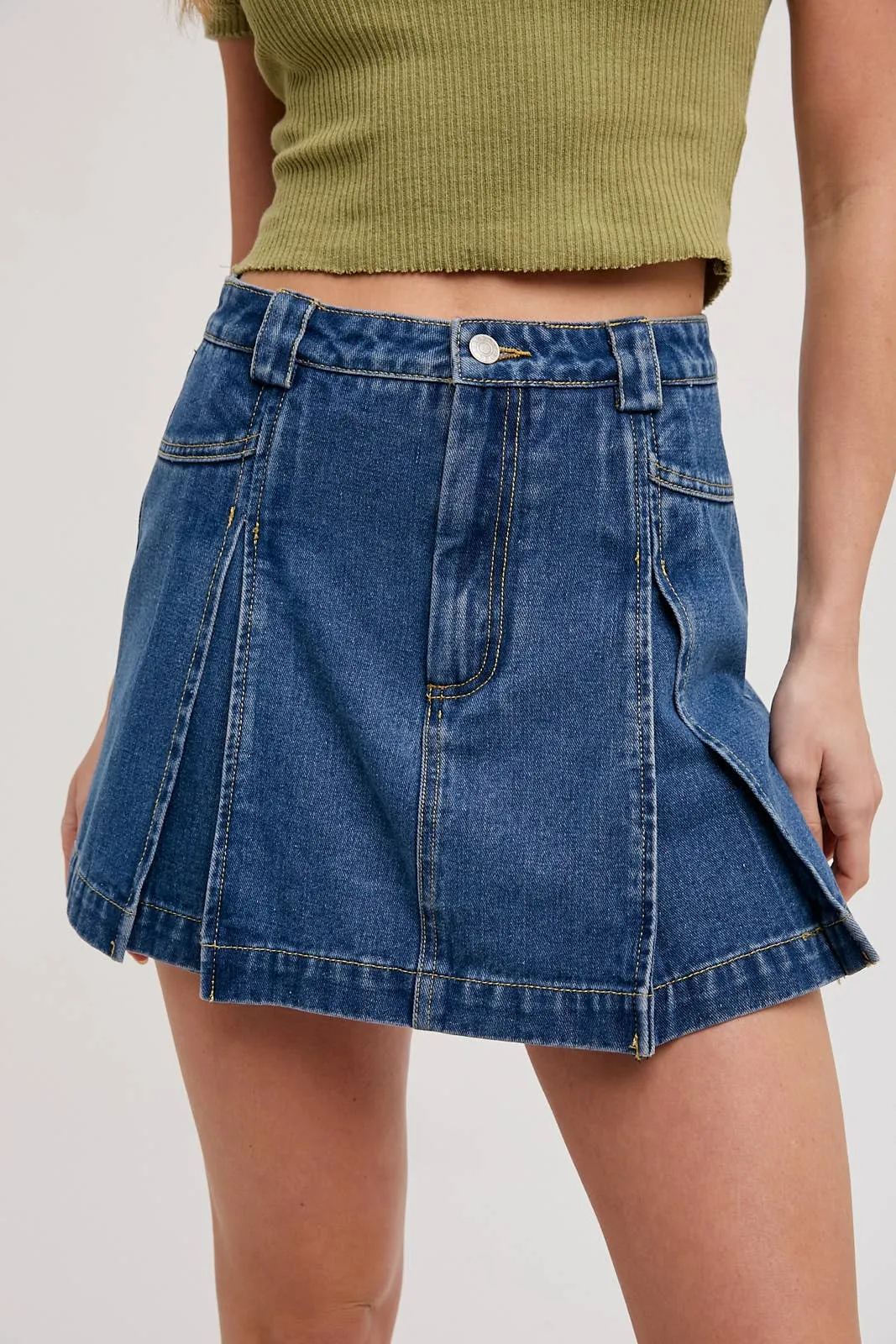 Lucy Pleated Denim Skort
