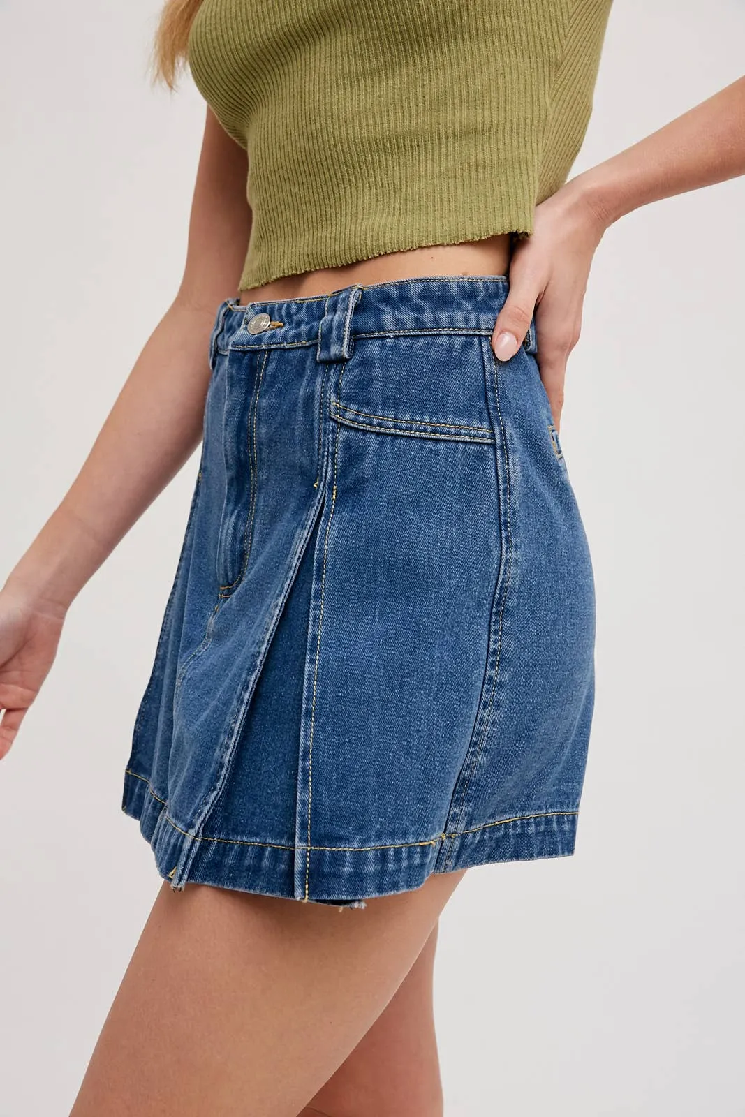Lucy Pleated Denim Skort
