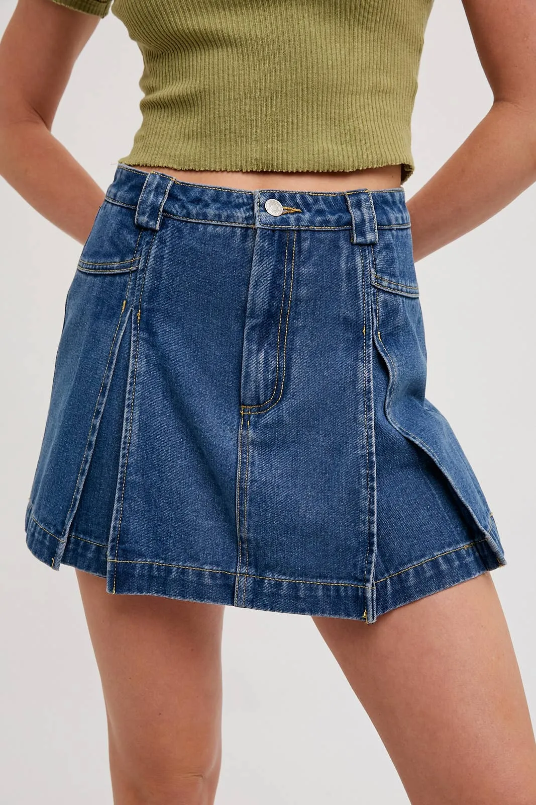 Lucy Pleated Denim Skort
