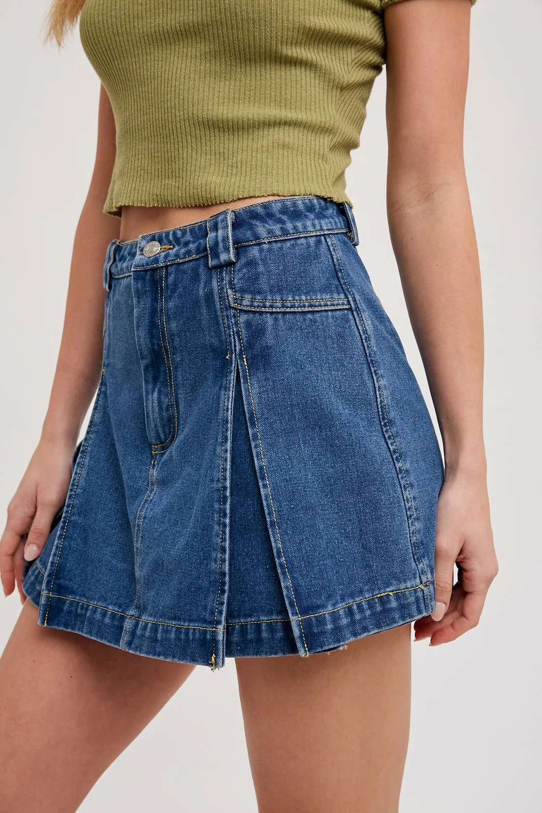 Lucy Pleated Denim Skort