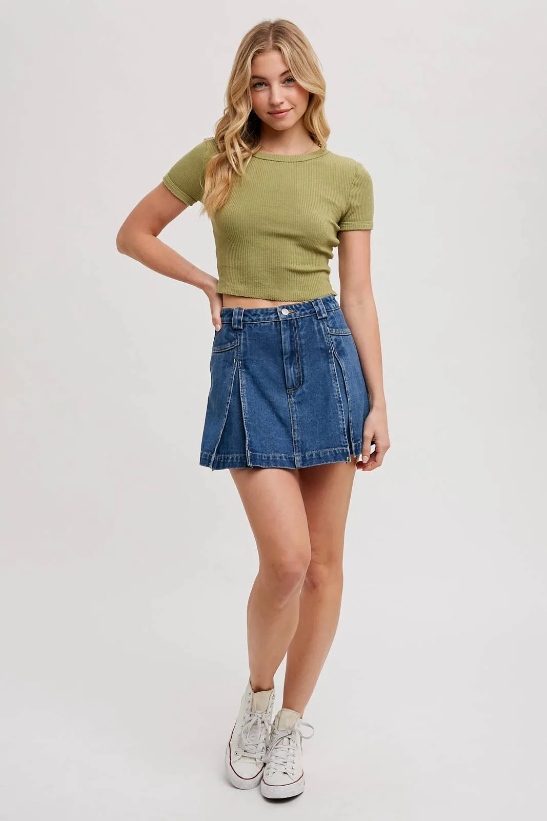 Lucy Pleated Denim Skort
