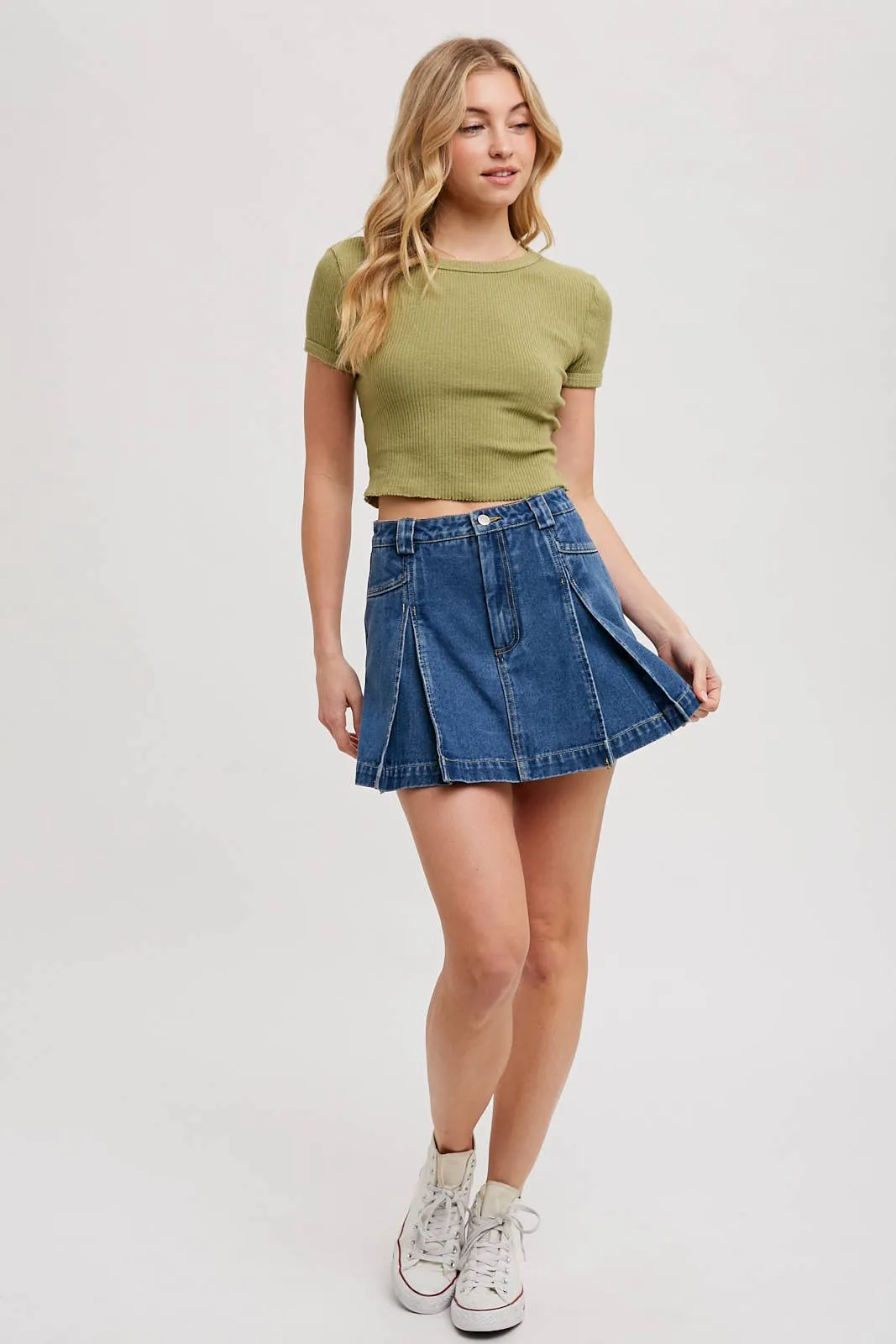 Lucy Pleated Denim Skort