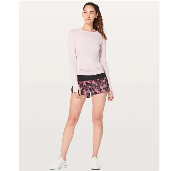 Lululemon Speed Up Short 2.5&quot;'Translucence Alpine White Multi / Black Sz 6