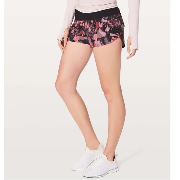 Lululemon Speed Up Short 2.5&quot;'Translucence Alpine White Multi / Black Sz 6