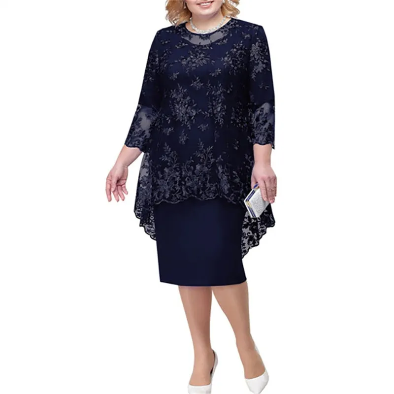 Luxury Elegant Embroidered Floral Plus Size Evening Party Wedding Guest Dress