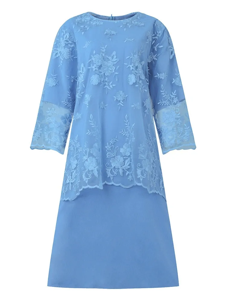 Luxury Elegant Embroidered Floral Plus Size Evening Party Wedding Guest Dress