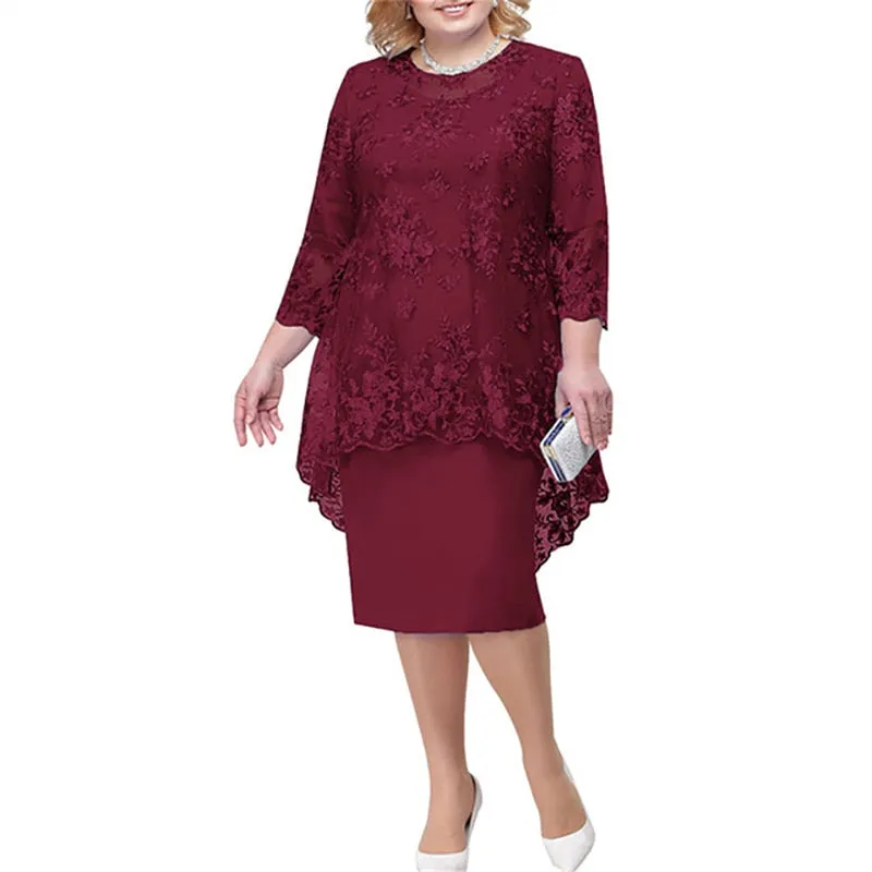 Luxury Elegant Embroidered Floral Plus Size Evening Party Wedding Guest Dress