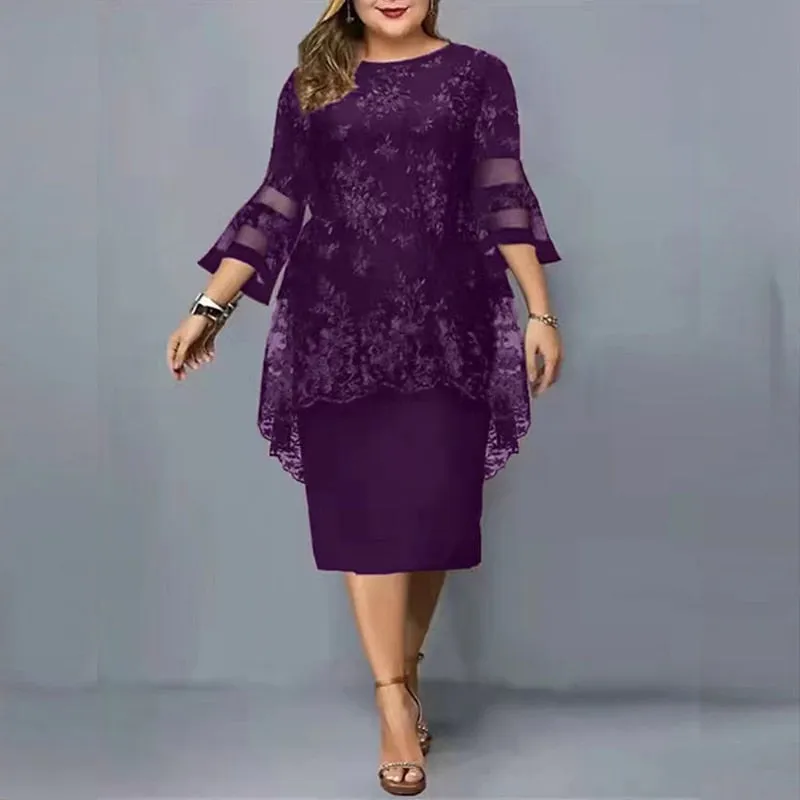 Luxury Elegant Embroidered Floral Plus Size Evening Party Wedding Guest Dress