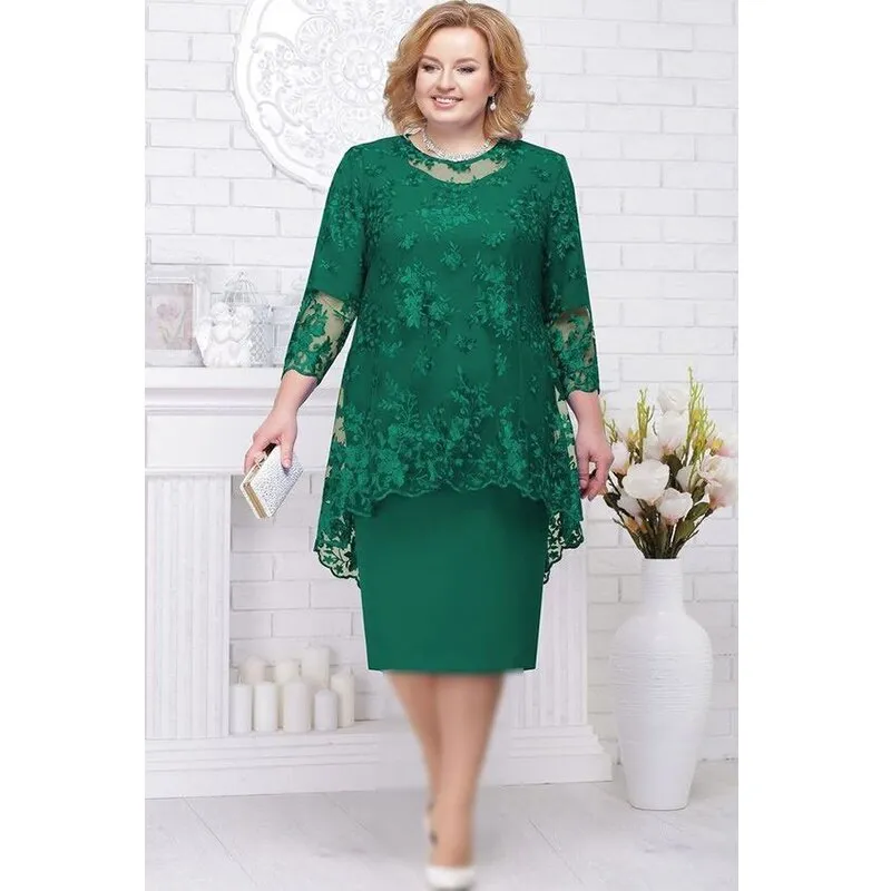 Luxury Elegant Embroidered Floral Plus Size Evening Party Wedding Guest Dress