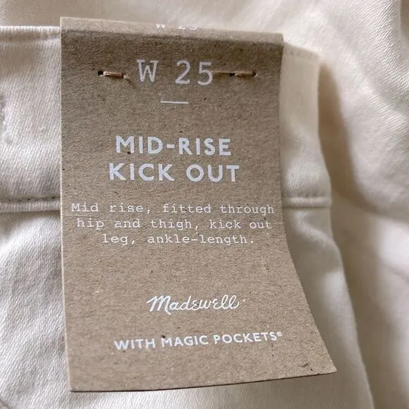 Madewell NWT Kick Out Crop Jeans Size 25 in Vintage Canvas