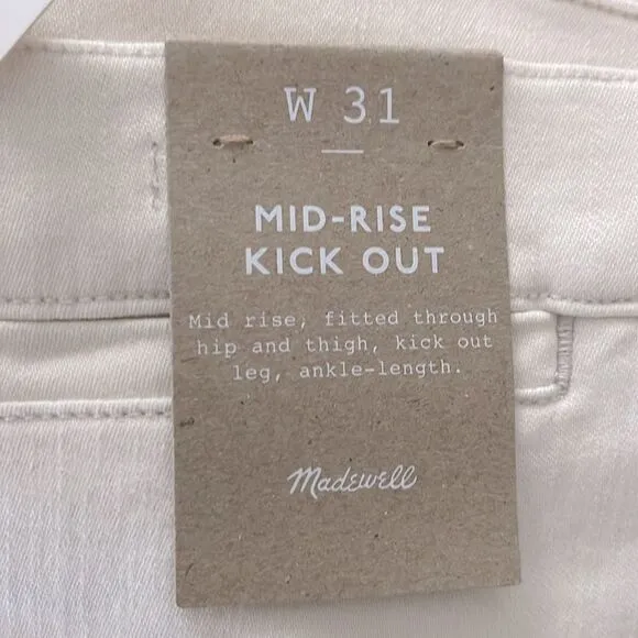 Madewell NWT Kick Out Crop Jeans Size 31 in Vintage Canvas
