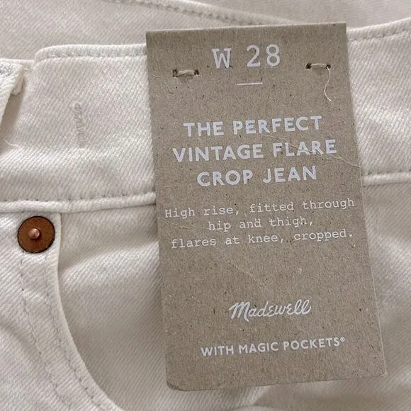 Madewell NWT Perfect Vintage Flare Crop Jeans Sz 28 High Rise in Vintage Canvas