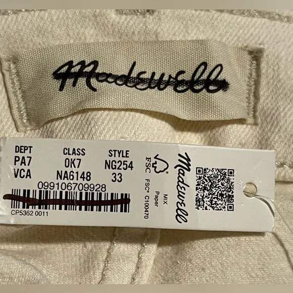 Madewell NWT Perfect Vintage Straight Jean High Rise Vintage Canvas Size 33