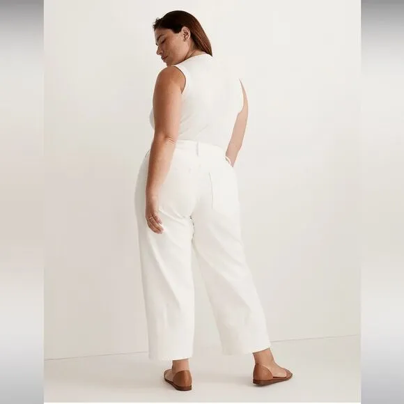Madewell NWT Perfect Vintage Wide Leg Crop Jeans Size 24W in Tile White