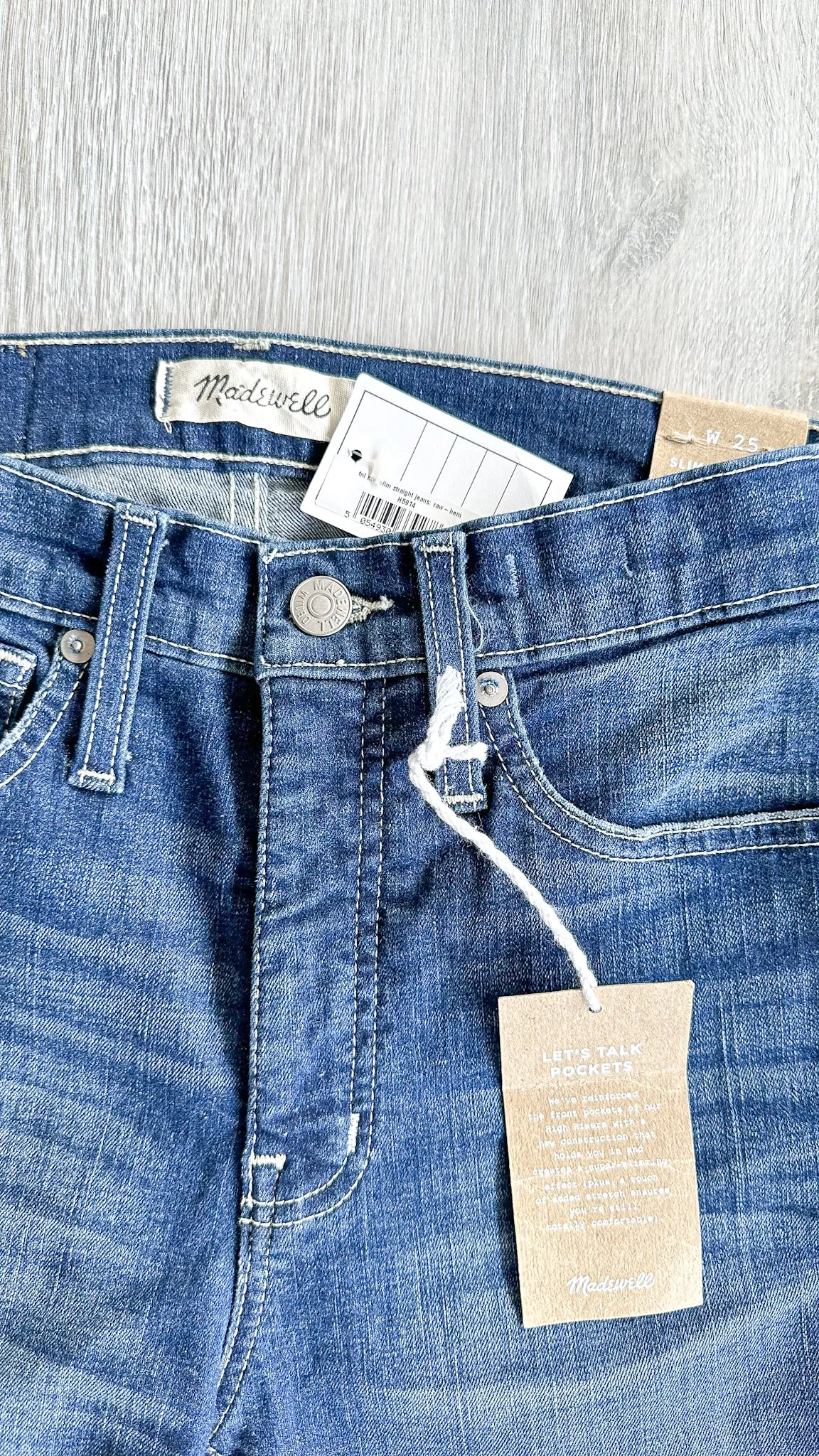 Madewell Slim Straight Denim Jeans Raw Hem Edition