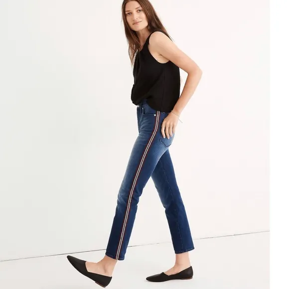 Madewell Stovepipe Jeans Ribbon Stripe Tux Edition SZ 32