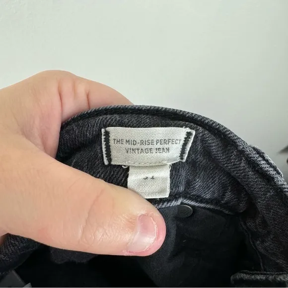 Madewell The Mid Rise Perfect Vintage Jeans Womens 31 Washed Black Rigid Denim