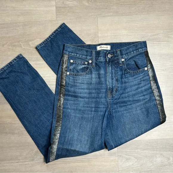 Madewell The Perfect Vintage Jean: Metallic Tuxedo Stripe Edition, size 26