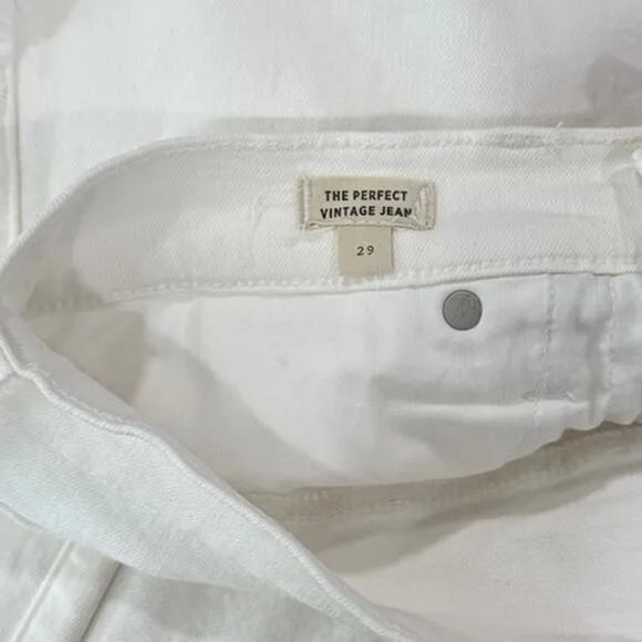 Madewell The Perfect Vintage Jean Tile White High Rise Size 29 preppy