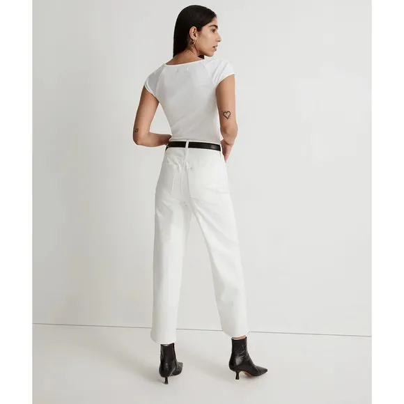 MADEWELL White The Perfect Vintage Wide-Leg Crop Jean NWT Size 32