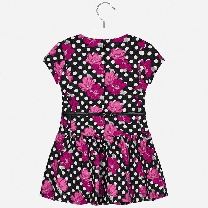 Mayoral Jaquard Printed Fuchsia Dress