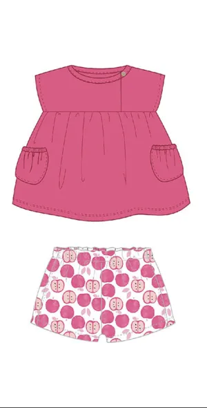Mayoral Knit Shorts Set - Pink Apples Print