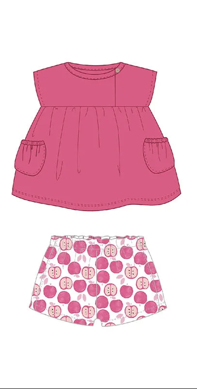Mayoral Knit Shorts Set - Pink Apples Print