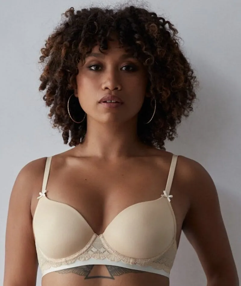 Me. by Bendon Geometric Lace Full Coverage Contour Bra - Toasted Almond/Pristine