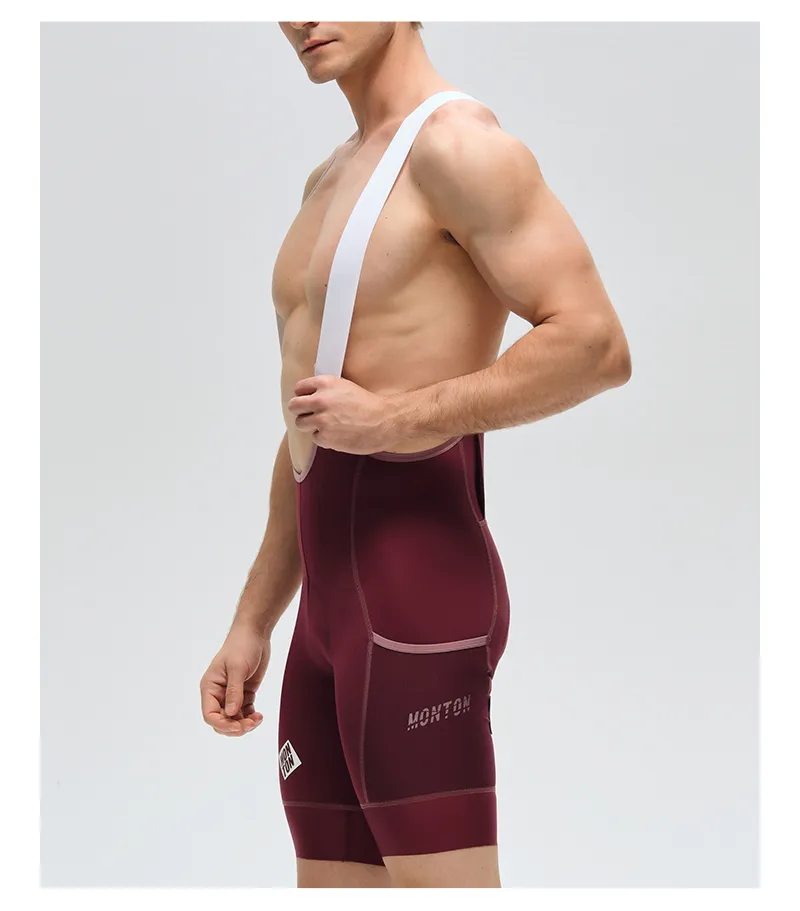 MENS BIB SHORTS CHASESUMMER BURGUNDY RED