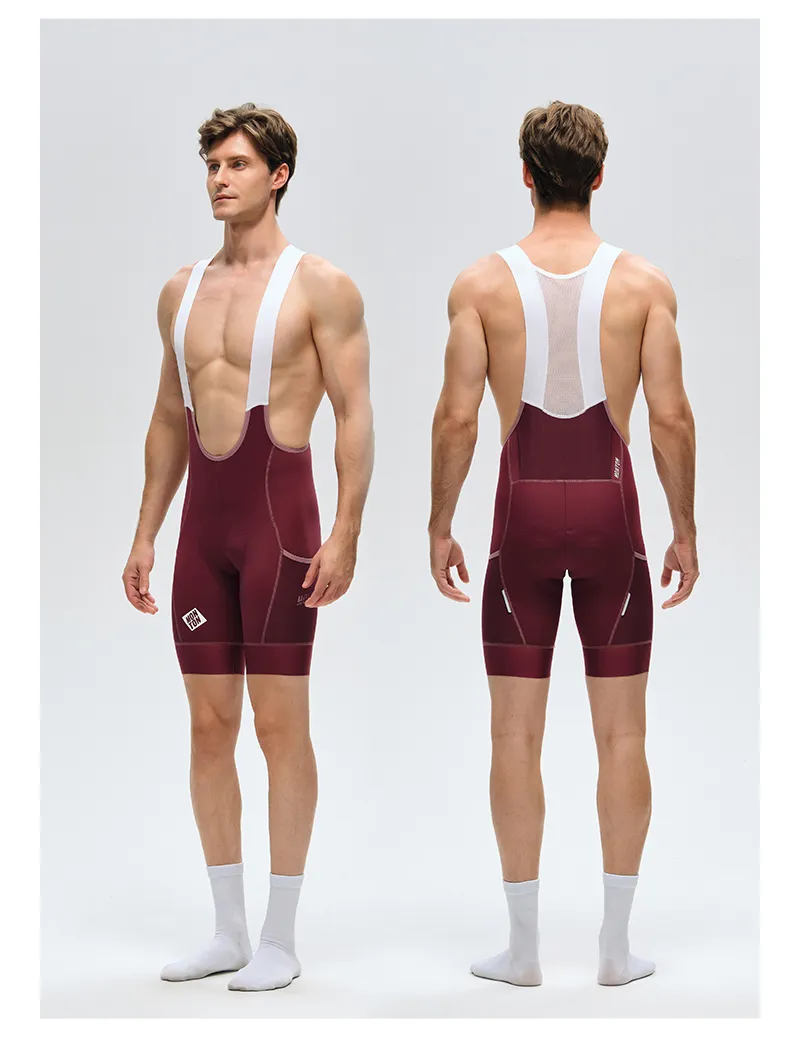 MENS BIB SHORTS CHASESUMMER BURGUNDY RED