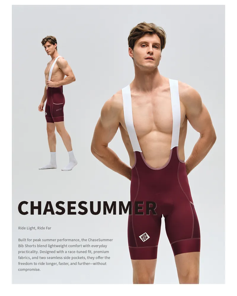 MENS BIB SHORTS CHASESUMMER BURGUNDY RED