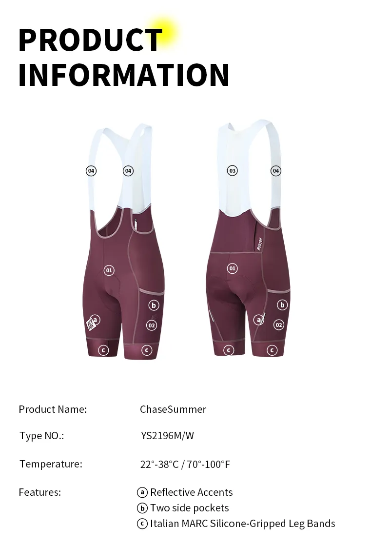 MENS BIB SHORTS CHASESUMMER BURGUNDY RED