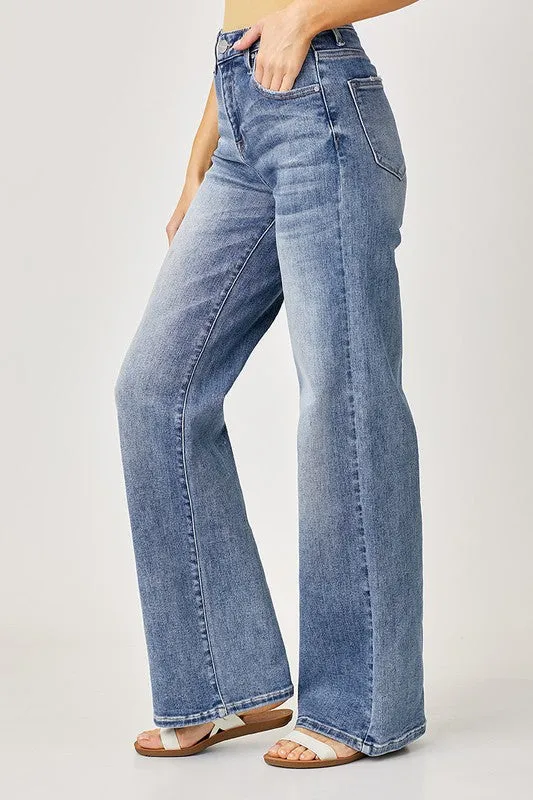 Mid Rise Wide Leg Jeans