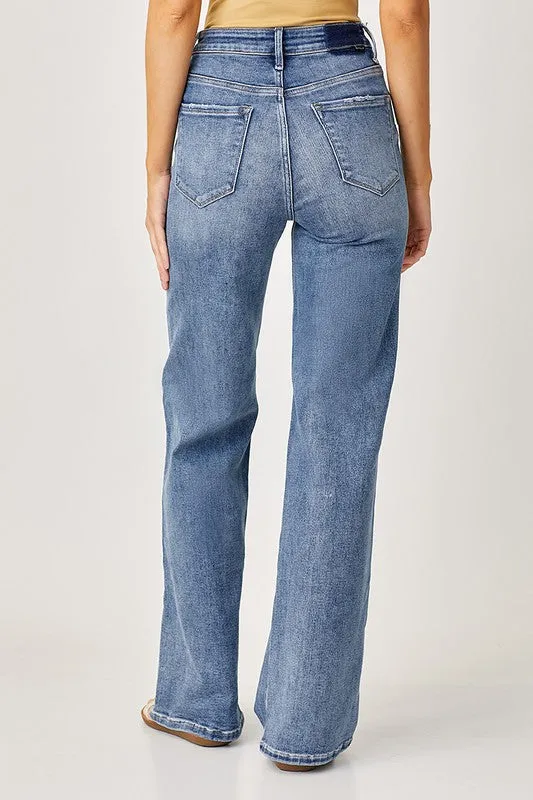 Mid Rise Wide Leg Jeans