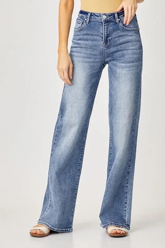 Mid Rise Wide Leg Jeans