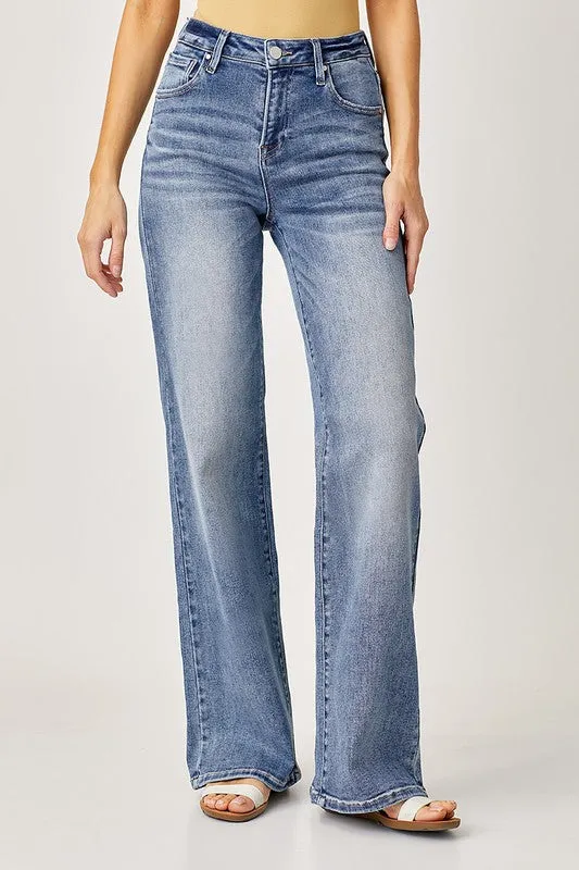 Mid Rise Wide Leg Jeans