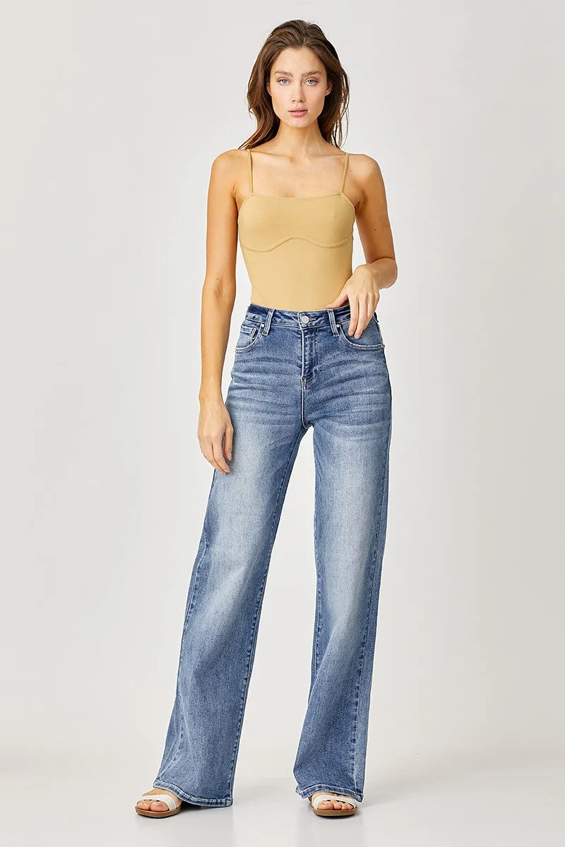 Mid Rise Wide Leg Jeans