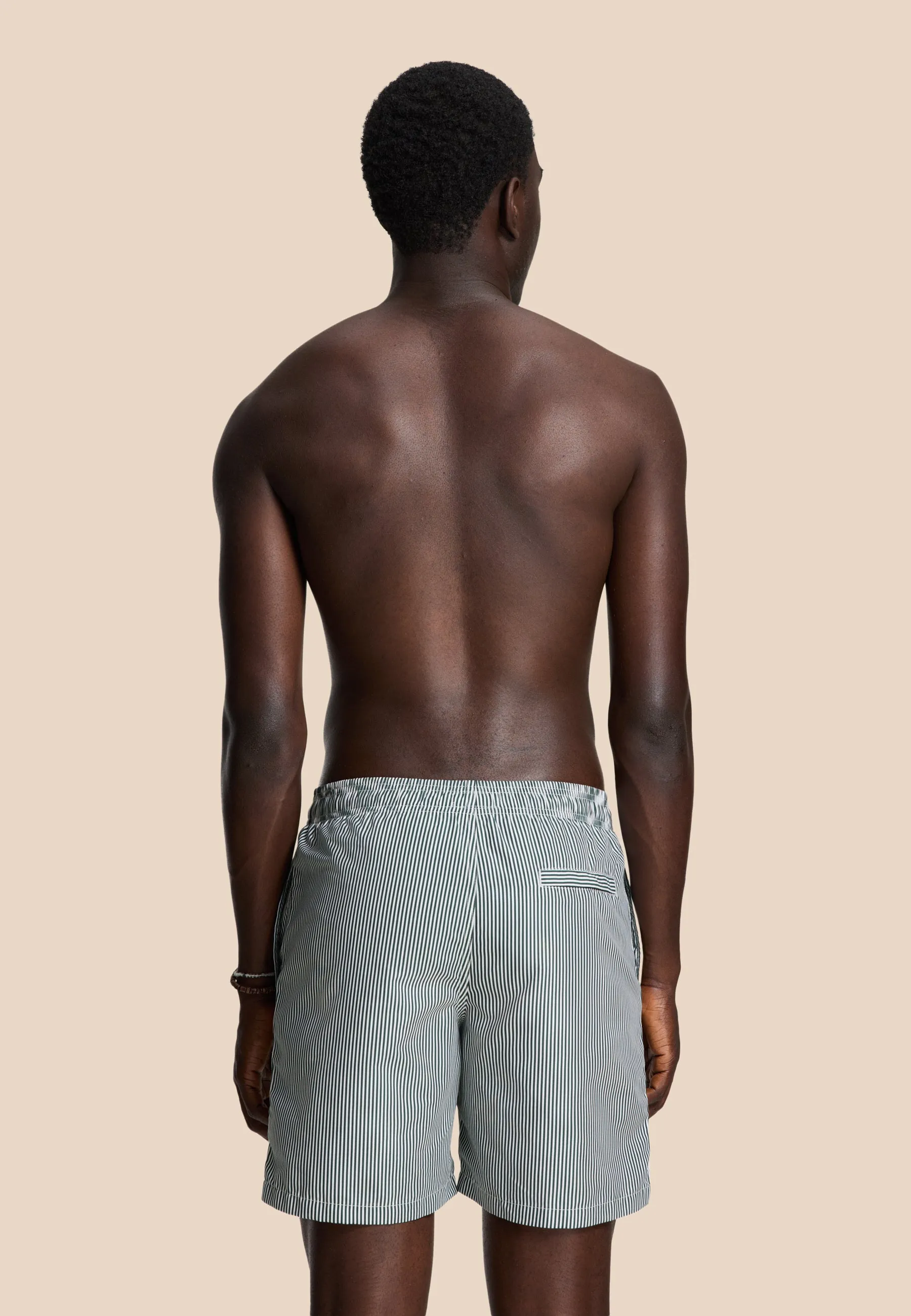 MIKE swim shorts fine stripe | green leaf