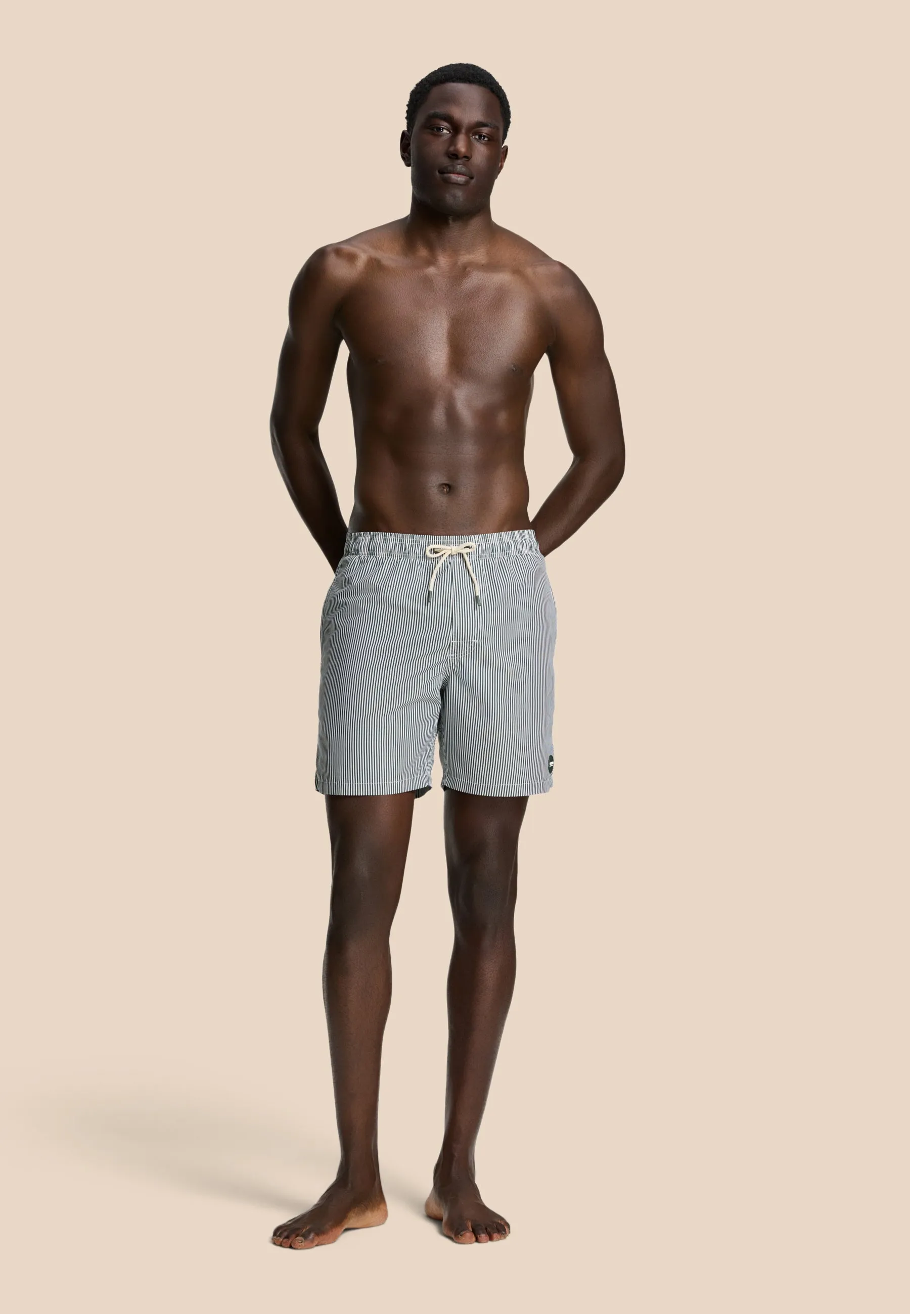 MIKE swim shorts fine stripe | green leaf